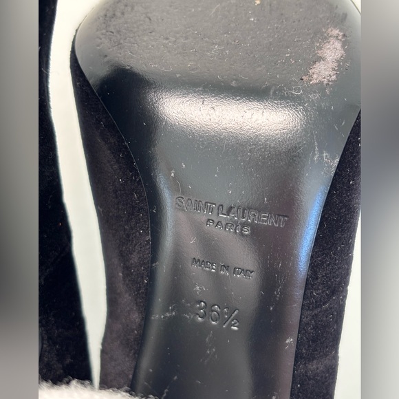 Saint Laurent Zoe Black Velvet Pointed Toe Pumps | Size 36.5 EU / 6.5 US - Picture 8 of 14